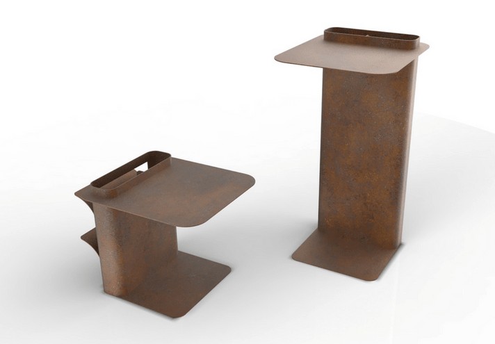 Corten-Möbel-Einrichtung-hergestellt-in-Italien-Stahlmöbel-DAD | Couchtisch aus Corten