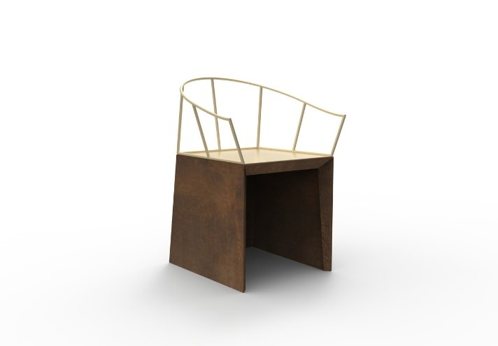 Corten-Möbel-Einrichtung-hergestellt-in-Italien-Stahlmöbel-NEBIDA | Stuhl aus Corten